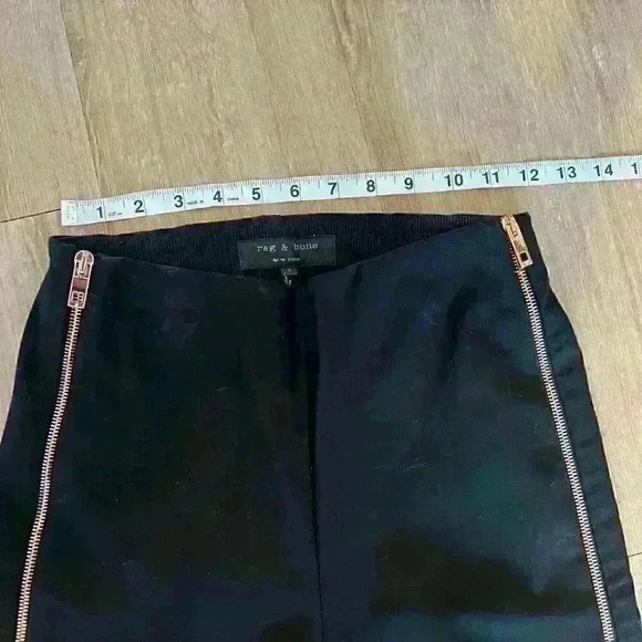 rag & bone Rose Gold Zipper Chatel Black Pants Size - 4 - Picture 4 of 5